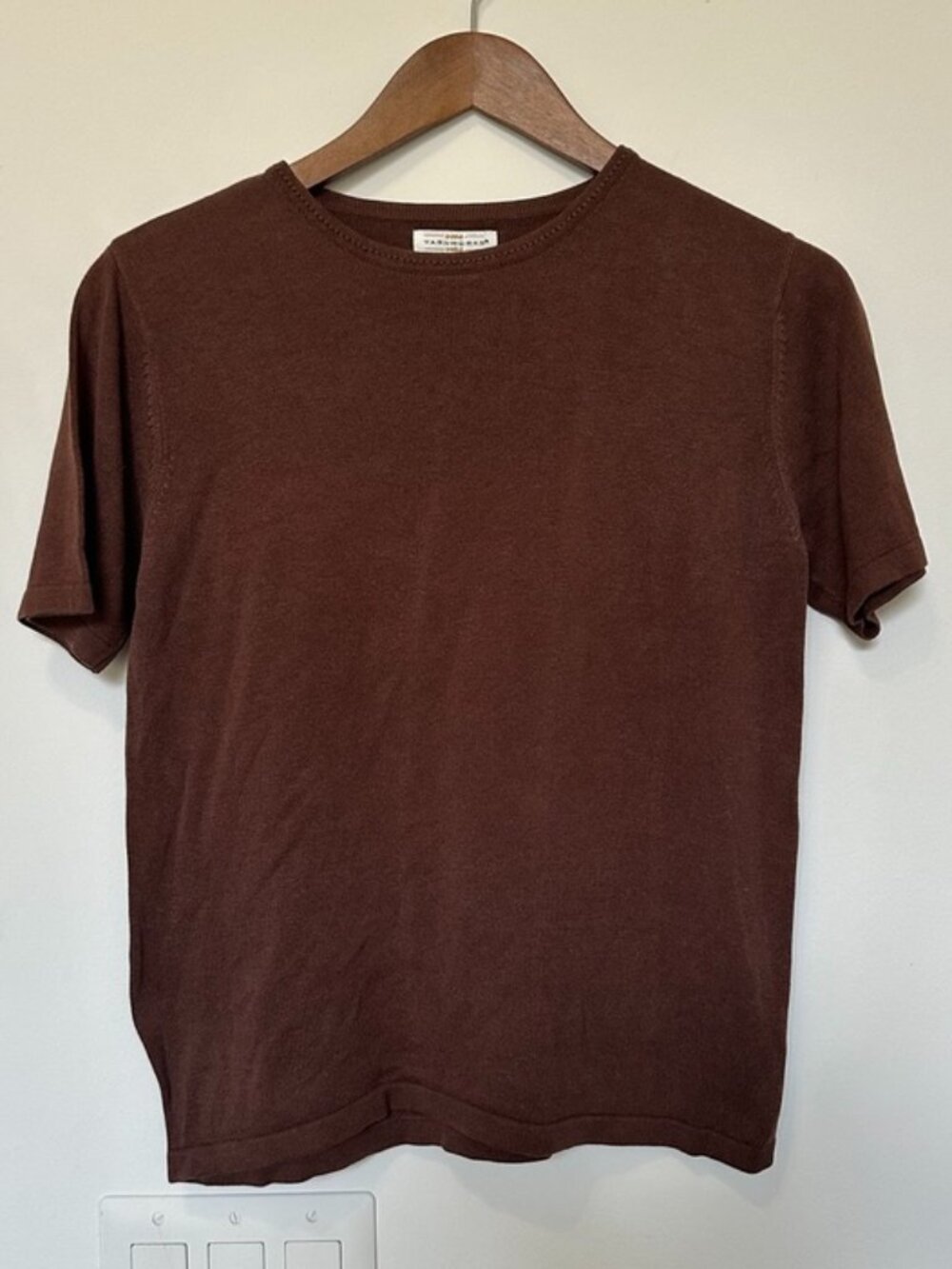 Vintage Yarnworks Brown Short Sleeve Sweater Knit Top Petite Small 🤎